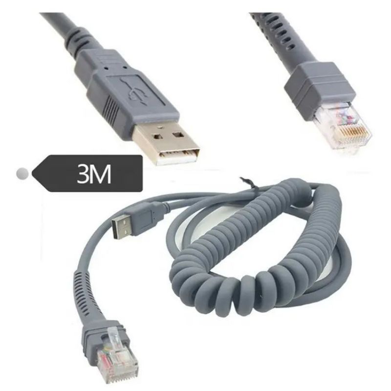 USB kábel snímača čiarových kódov pre Zebra Symbol Motorola LS2208 LS3008 LS9208 DS4208 DS6878 STB4278 snímač čiarových kódov USB A na RJ45 (3)